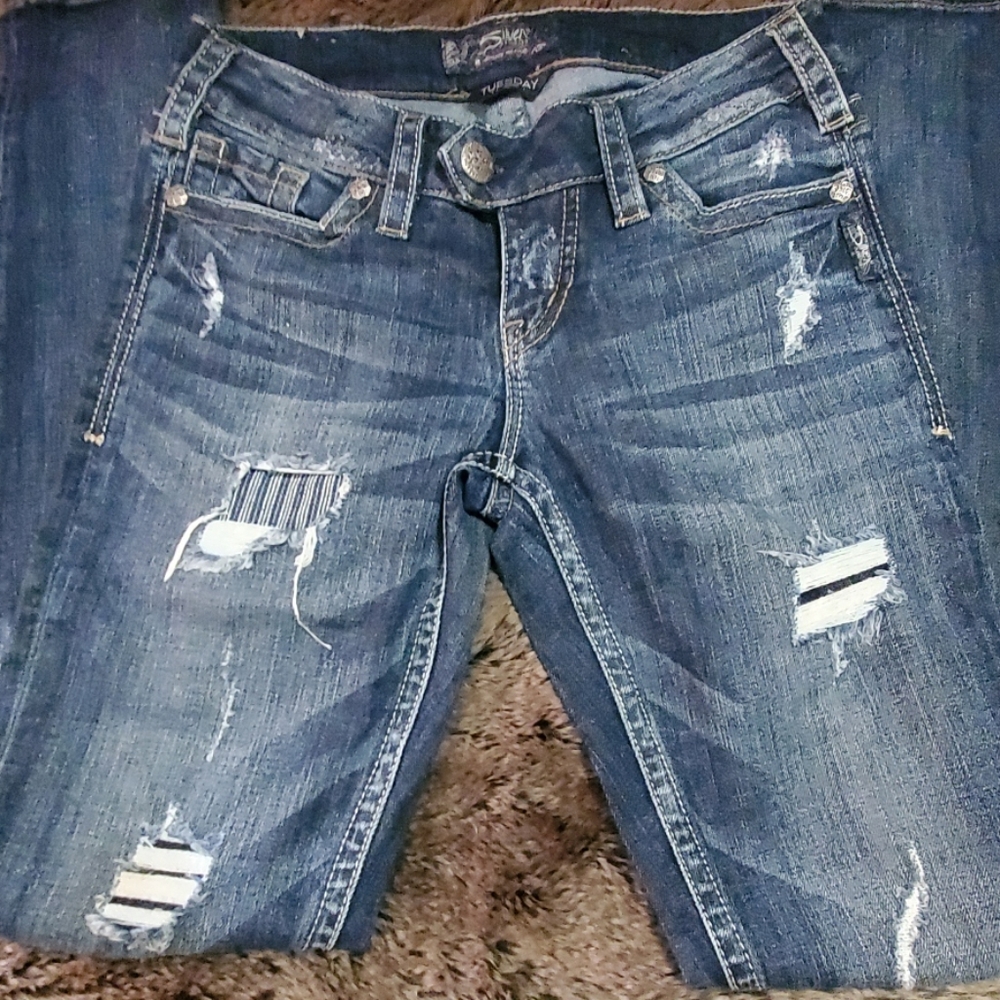 silver skinny jeans